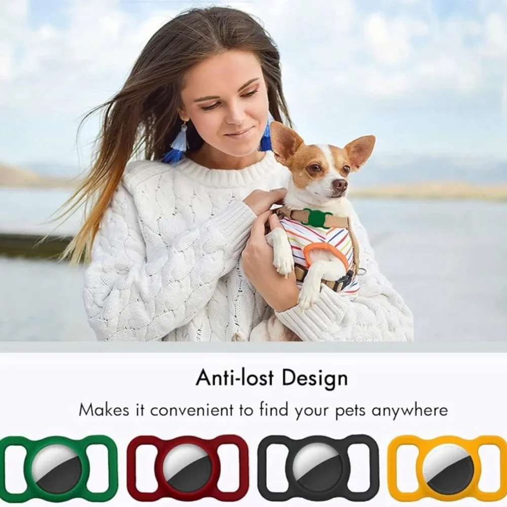 💞 New Purple Silicone Pet AirTag Holder for Puppy Dog & Cat Collars
